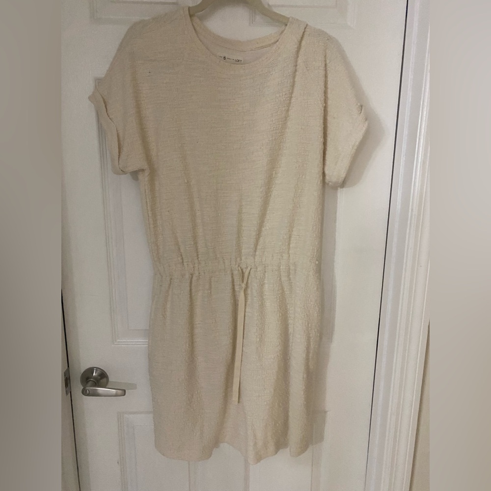 Loft Cream Short Sleeve Dress Size L